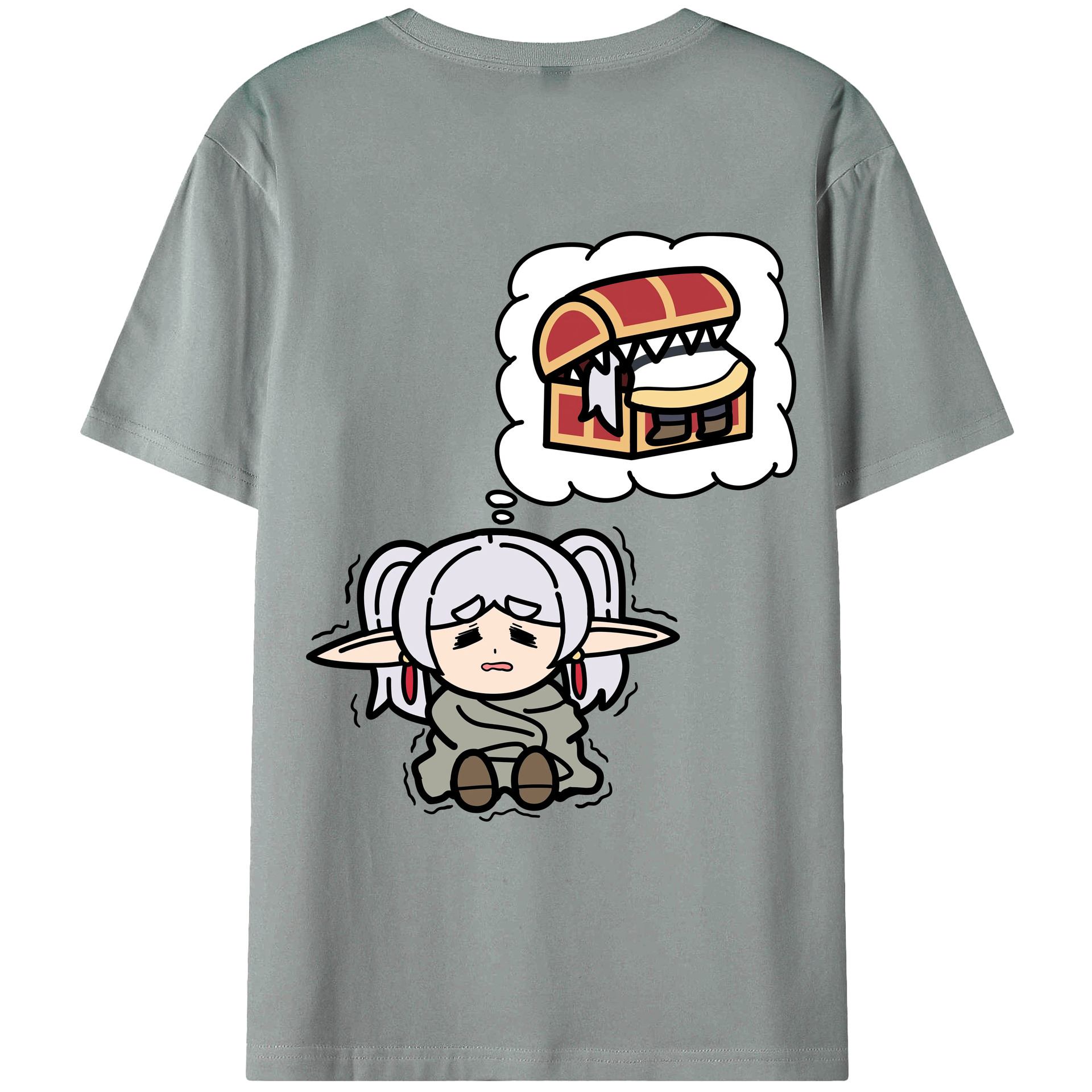 （画像用） 葬送のフリーレン Frieren 綿100％ メンズ半袖Tシャツ（バックプリント） 通気性